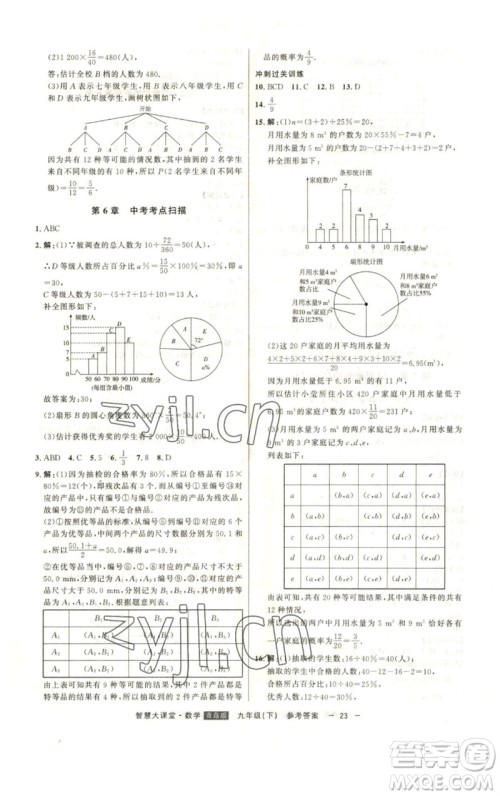 吉林人民出版社2023初中新课标名师学案智慧大课堂九年级数学下册青岛版参考答案