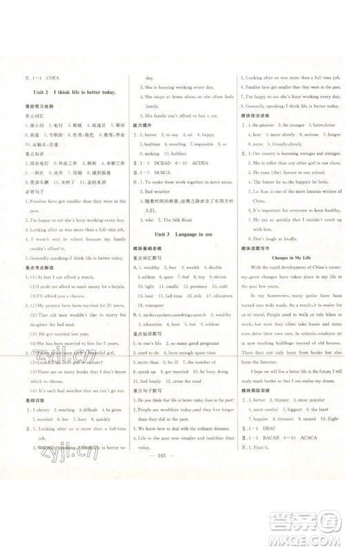 吉林人民出版社2023初中新课标名师学案智慧大课堂九年级英语下册外研版参考答案