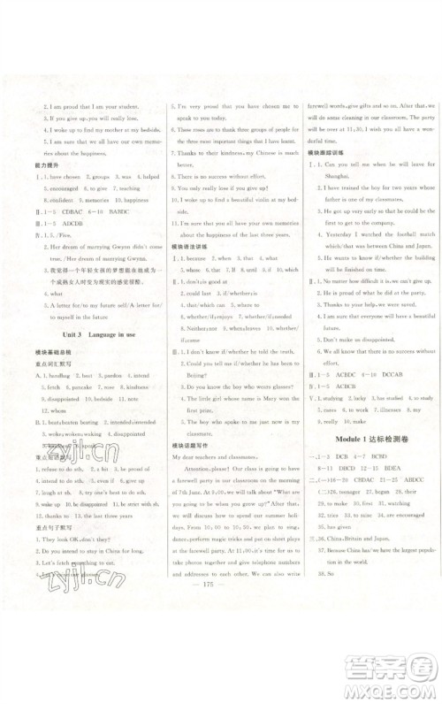 吉林人民出版社2023初中新课标名师学案智慧大课堂九年级英语下册外研版参考答案