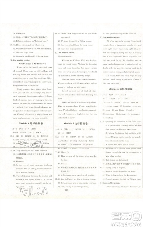 吉林人民出版社2023初中新课标名师学案智慧大课堂九年级英语下册外研版参考答案