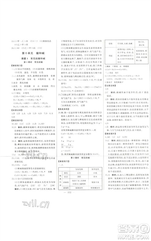 吉林人民出版社2023初中新课标名师学案智慧大课堂九年级化学下册人教版参考答案