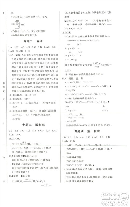 吉林人民出版社2023初中新课标名师学案智慧大课堂九年级化学下册人教版参考答案