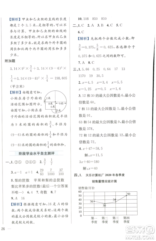 陕西人民教育出版社2023小学教材全练五年级下册数学江苏版参考答案