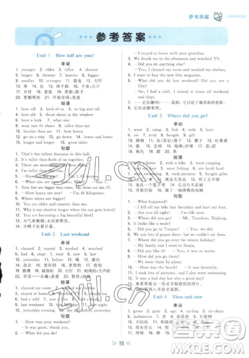 甘肃少年儿童出版社2023智慧翔夺冠小状元课时作业本六年级下册英语人教版参考答案 甘肃少年儿童出版社2023智慧翔夺冠小状元课时作业本六年级下册英语人教版参考答案