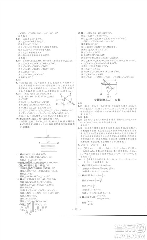 安徽人民出版社2023思路教练同步课时作业七年级数学下册人教版参考答案 安徽人民出版社2023思路教练同步课时作业七年级数学下册人教版参考答案