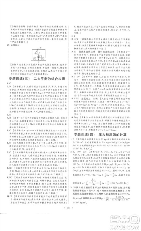 安徽人民出版社2023思路教练同步课时作业八年级物理下册人教版参考答案 安徽人民出版社2023思路教练同步课时作业八年级物理下册人教版参考答案