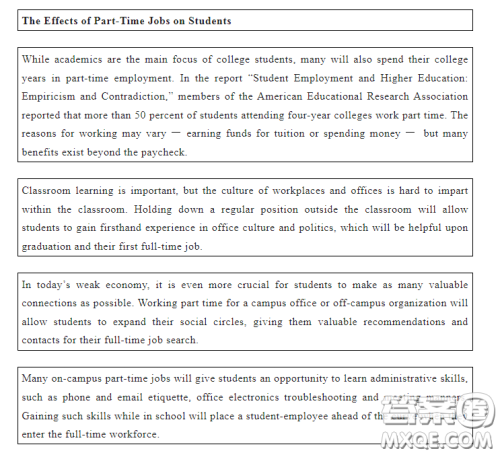 Benefits of Taking Part-time Jobs英语作文 关于Benefits of Taking Part-time Jobs的英语作文