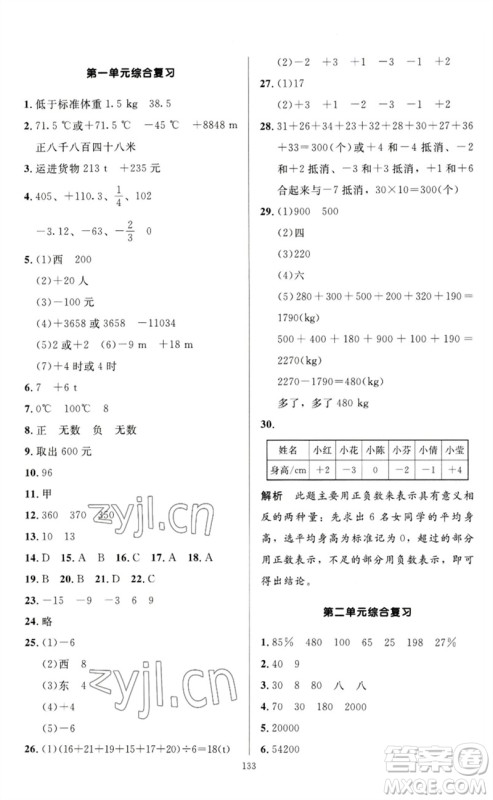 二十一世纪出版社集团2023多A课堂课时广东作业本六年级数学下册人教版参考答案