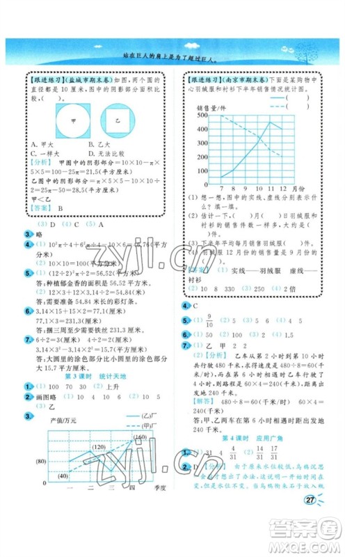 东南大学出版社2023小题狂做培优作业本五年级数学下册苏教版参考答案