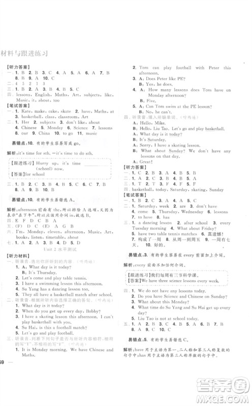 东南大学出版社2023小题狂做全程测评卷四年级英语下册译林版参考答案 东南大学出版社2023小题狂做全程测评卷四年级英语下册译林版参考答案