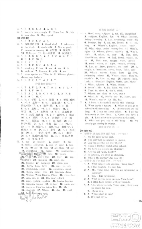 东南大学出版社2023小题狂做全程测评卷四年级英语下册译林版参考答案 东南大学出版社2023小题狂做全程测评卷四年级英语下册译林版参考答案