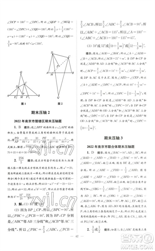 江苏凤凰科学技术出版社2023初中数学小题狂做七年级下册苏科版巅峰版参考答案