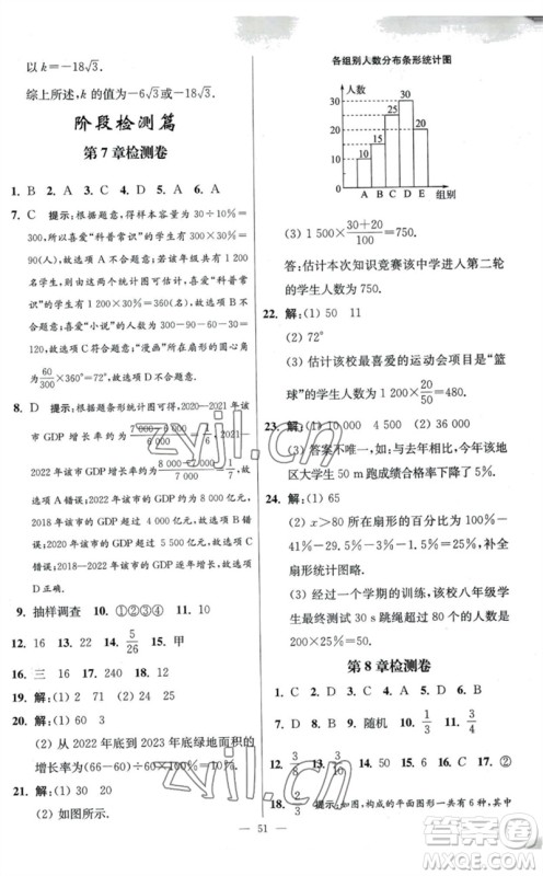 江苏凤凰科学技术出版社2023初中数学小题狂做八年级下册苏科版提优版参考答案