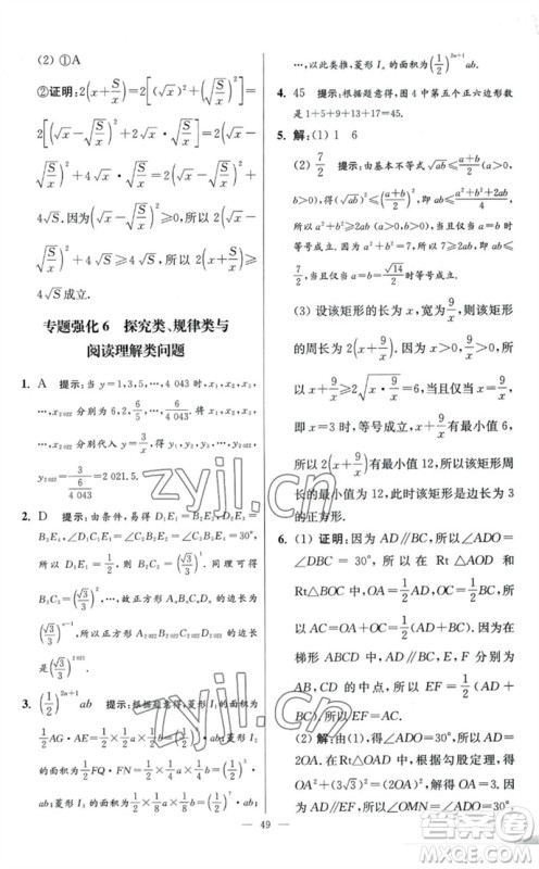 江苏凤凰科学技术出版社2023初中数学小题狂做八年级下册苏科版提优版参考答案