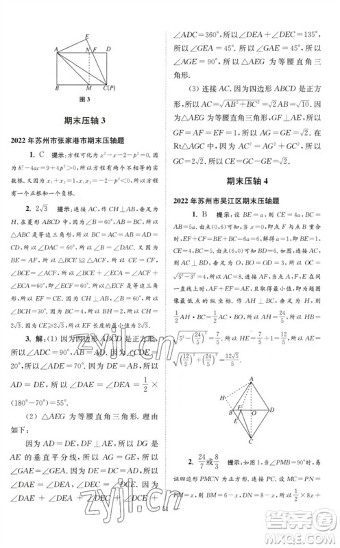 江苏凤凰科学技术出版社2023初中数学小题狂做八年级下册苏科版巅峰版参考答案