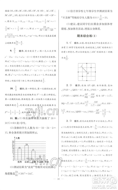 江苏凤凰科学技术出版社2023初中数学小题狂做九年级下册苏科版巅峰版参考答案