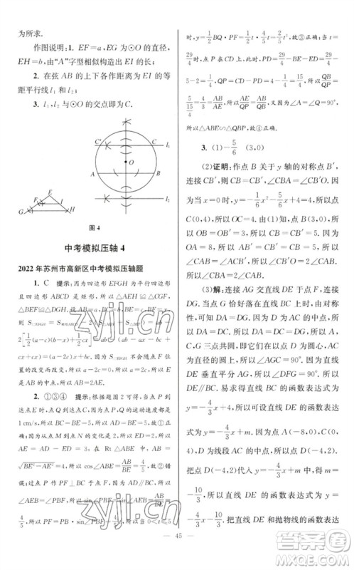 江苏凤凰科学技术出版社2023初中数学小题狂做九年级下册苏科版巅峰版参考答案