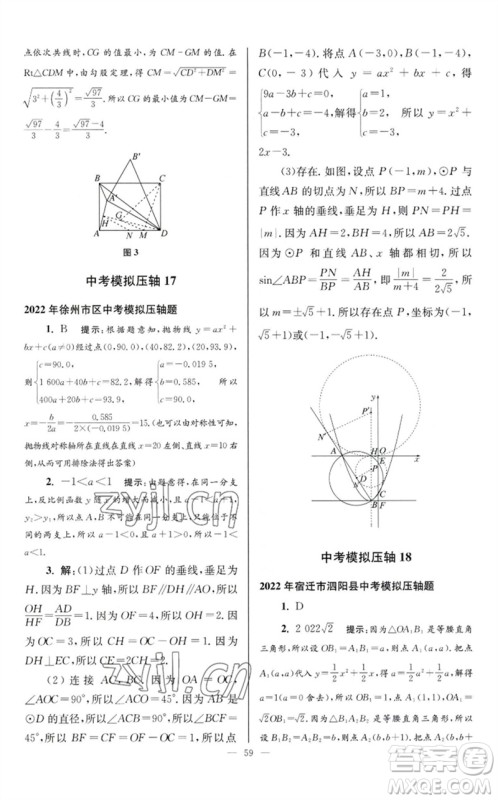 江苏凤凰科学技术出版社2023初中数学小题狂做九年级下册苏科版巅峰版参考答案
