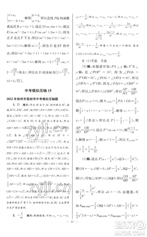 江苏凤凰科学技术出版社2023初中数学小题狂做九年级下册苏科版巅峰版参考答案