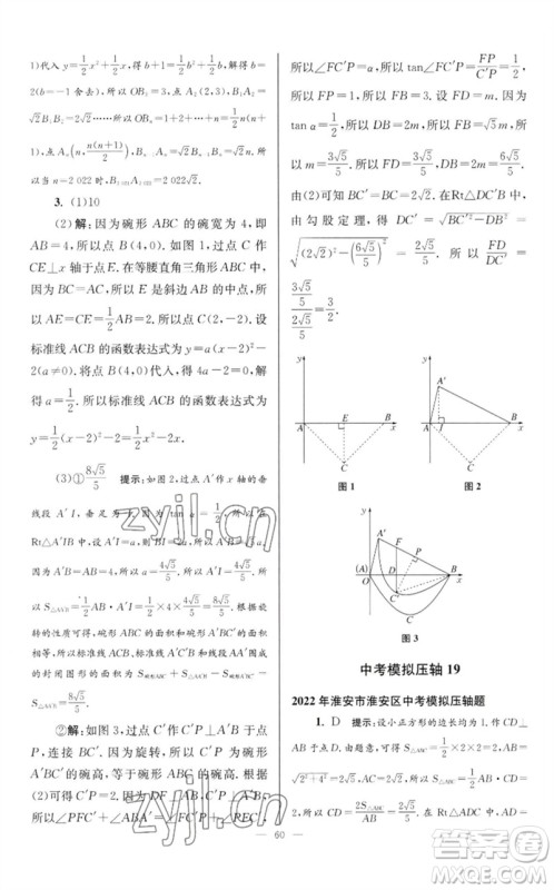 江苏凤凰科学技术出版社2023初中数学小题狂做九年级下册苏科版巅峰版参考答案