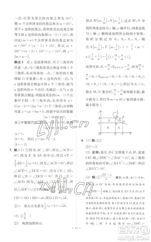 江苏凤凰科学技术出版社2023中考数学小题狂做九年级人教版提优版参考答案