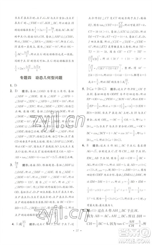 江苏凤凰科学技术出版社2023中考数学小题狂做九年级人教版提优版参考答案