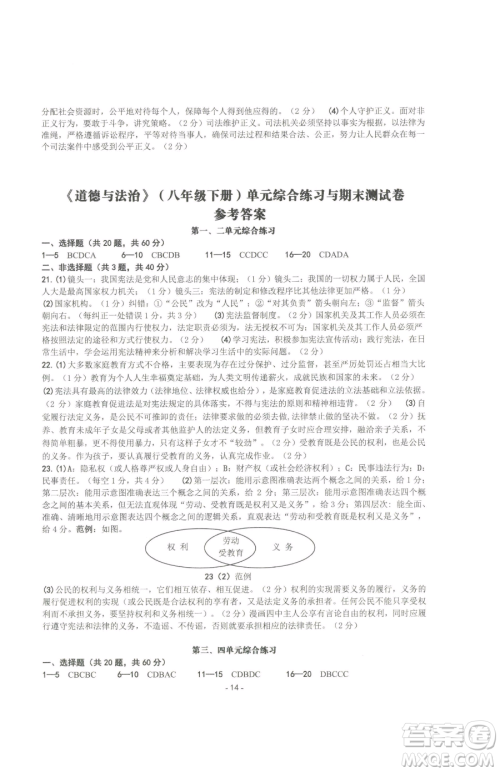 南方出版社2023练习精编八年级下册道德与法治人教版参考答案 南方出版社2023练习精编八年级下册道德与法治人教版参考答案