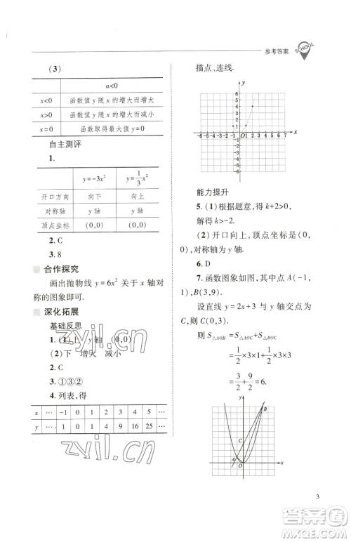 山西教育出版社2023新课程问题解决导学方案九年级下册数学华东师大版参考答案