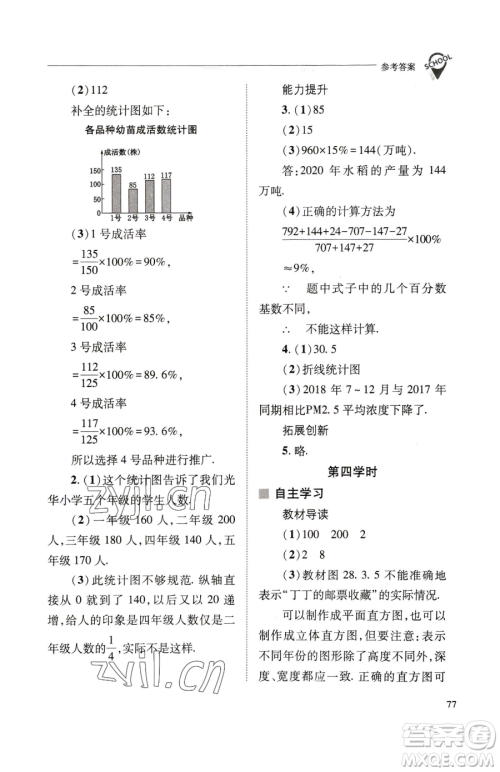 山西教育出版社2023新课程问题解决导学方案九年级下册数学华东师大版参考答案