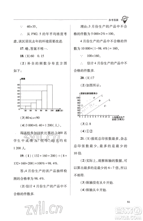 山西教育出版社2023新课程问题解决导学方案九年级下册数学华东师大版参考答案