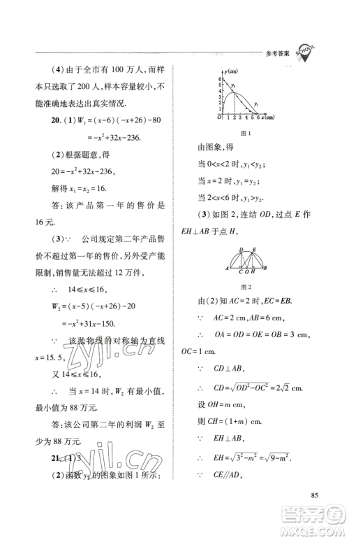 山西教育出版社2023新课程问题解决导学方案九年级下册数学华东师大版参考答案