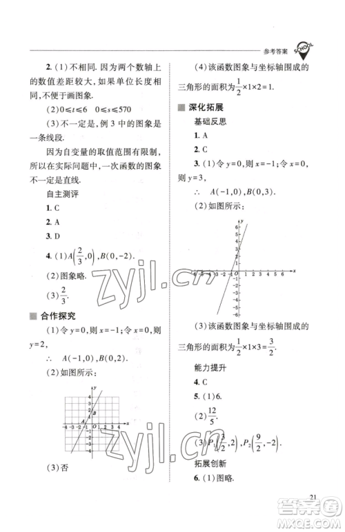 山西教育出版社2023新课程问题解决导学方案八年级下册数学华东师大版参考答案