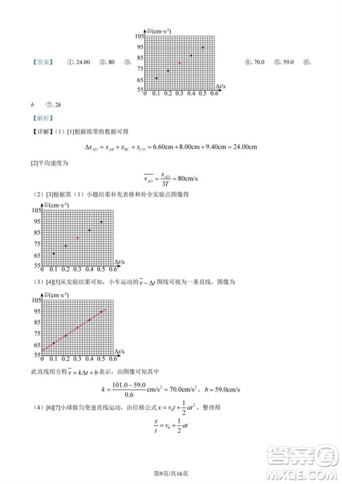 2023年高考全国甲卷理科综合能力测试物理部分参考答案