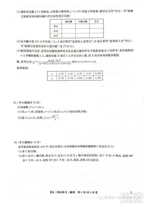 商丘2022-2023学年高二下学期6月摸底考试数学试题答案