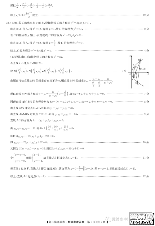 商丘2022-2023学年高二下学期6月摸底考试数学试题答案