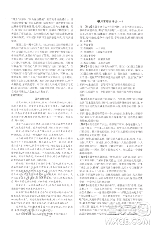 北京教育出版社2023山西名师原创试卷八年级下册语文人教版参考答案