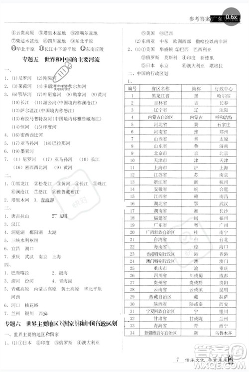 世界图书出版公司2023新课标中考宝典九年级地理通用版广东专版参考答案 世界图书出版公司2023新课标中考宝典九年级地理通用版广东专版参考答案