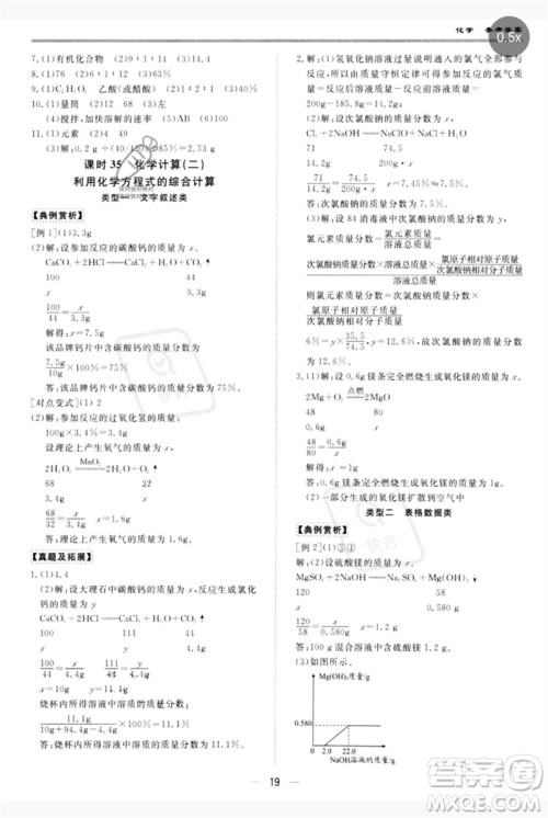 世界图书出版公司2023新课标中考宝典九年级化学通用版广东专版参考答案