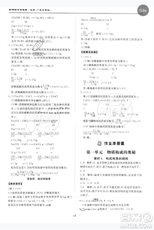 世界图书出版公司2023新课标中考宝典九年级化学通用版广东专版参考答案