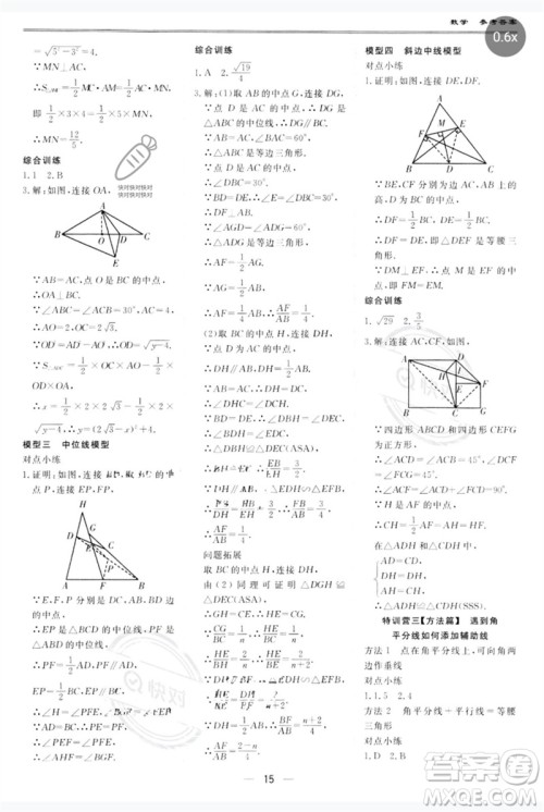 世界图书出版公司2023新课标中考宝典九年级数学通用版广东专版参考答案