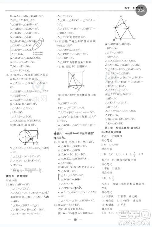 世界图书出版公司2023新课标中考宝典九年级数学通用版广东专版参考答案