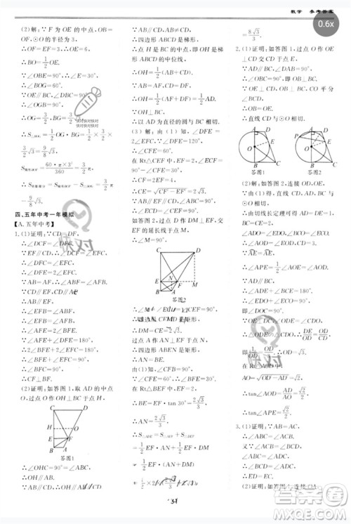 世界图书出版公司2023新课标中考宝典九年级数学通用版广东专版参考答案