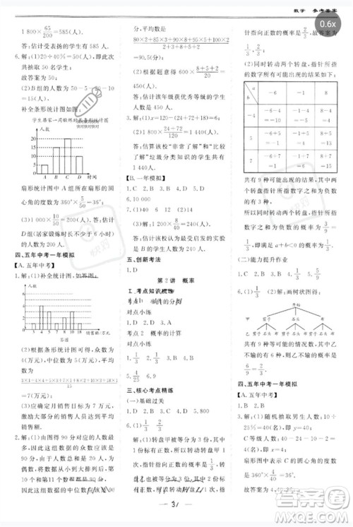 世界图书出版公司2023新课标中考宝典九年级数学通用版广东专版参考答案