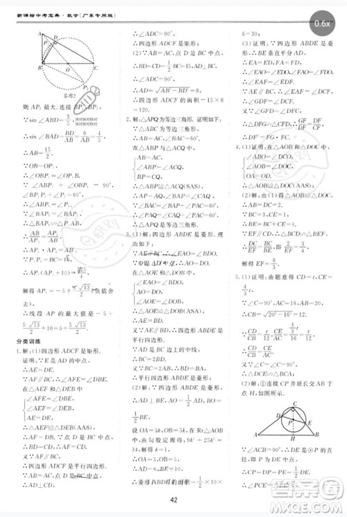 世界图书出版公司2023新课标中考宝典九年级数学通用版广东专版参考答案