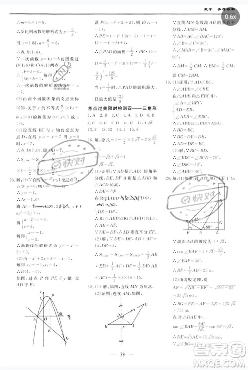 世界图书出版公司2023新课标中考宝典九年级数学通用版广东专版参考答案