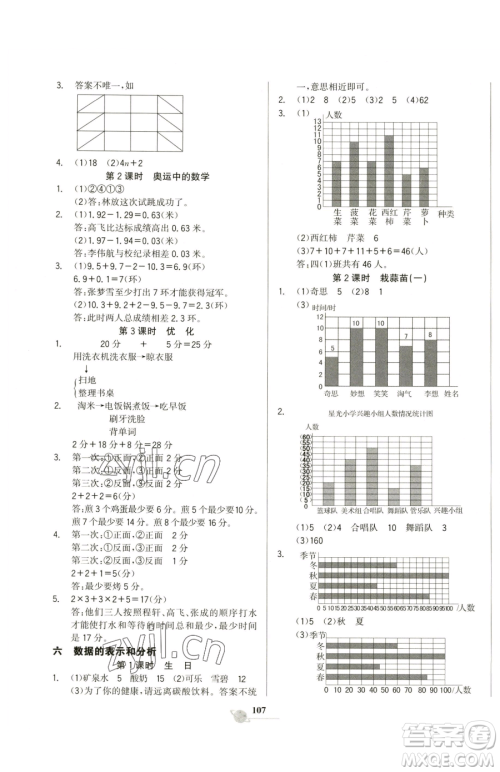 延边大学出版社2023世纪金榜金榜小博士四年级下册数学北师大版参考答案