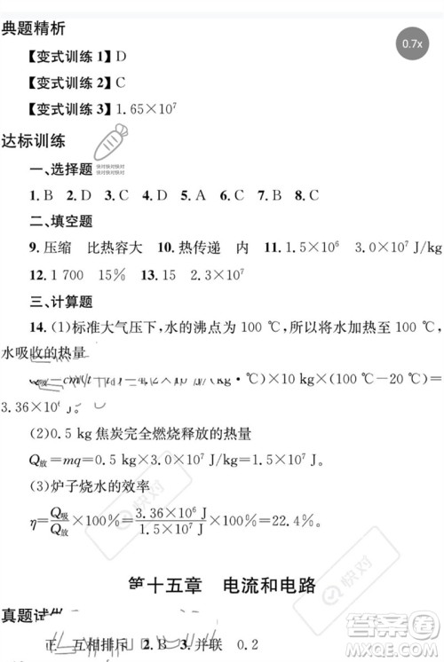 团结出版社2023剑指中考九年级物理通用版益阳专版参考答案
