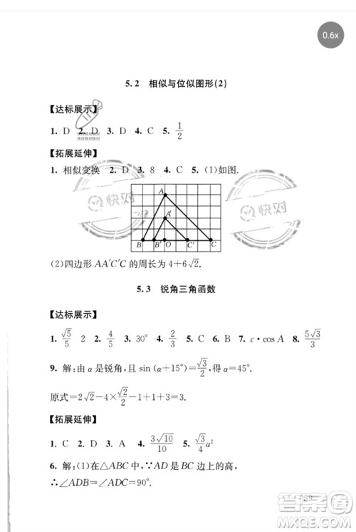 团结出版社2023剑指中考九年级数学通用版怀化专版参考答案
