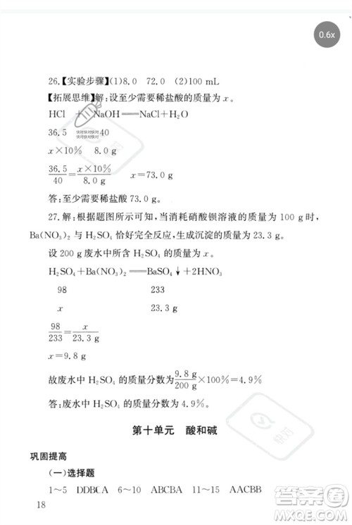 团结出版社2023剑指中考九年级化学通用版郴州专版参考答案