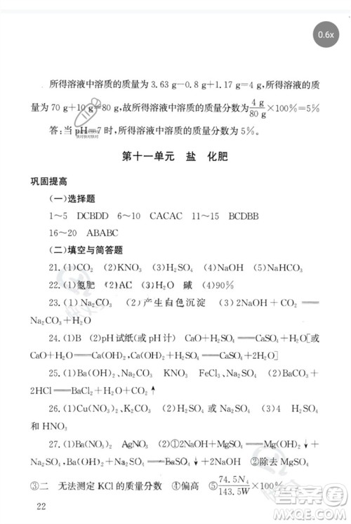 团结出版社2023剑指中考九年级化学通用版郴州专版参考答案